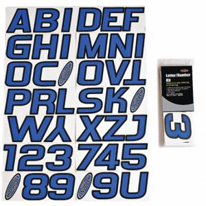 HARDLINE PRODUCTS GBLBLK700 Buchstaben- und Zahlenetiketten, 3 Zoll Zeichenhöhe, Blau/Schwarz, Vinyl, gestanzt | CR3PXR 48FV98