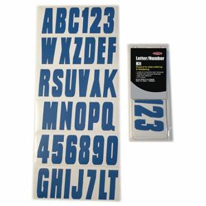 HARDLINE PRODUCTS GBLU350EC Buchstaben- und Zahlenetiketten, 3 Zoll Zeichenhöhe, blau, Vinyl, gestanzt | CR3PVY 48FV57