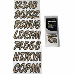 HARDLINE PRODUCTS GBRBKG400 Buchstaben- und Zahlenetiketten, 3 Zoll Zeichenhöhe, Schwarz/Braun, Vinyl, gestanzt | CR3PXQ 48FV61