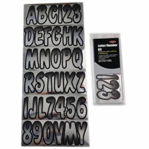 HARDLINE PRODUCTS GCHBKG200 Buchstaben- und Zahlenetiketten, 3 Zoll Zeichenhöhe, Schwarz/Silber, Vinyl, gestanzt | CR3PVW 48FV37