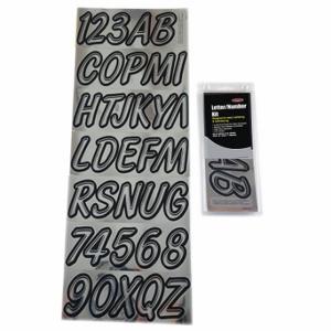 HARDLINE PRODUCTS GCHBKG400 Buchstaben- und Zahlenetiketten, 3 Zoll Zeichenhöhe, Silber/Schwarz, Vinyl, gestanzt | CR3PWQ 48FV62