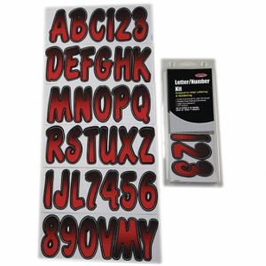 HARDLINE PRODUCTS GREBKG200 Buchstaben- und Zahlenetiketten, 3 Zoll Zeichenhöhe, Schwarz/Rot, Vinyl, gestanzt | CR3PVT 48FV39