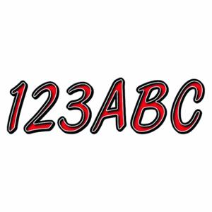HARDLINE PRODUCTS GREBKG400 Letter And Number Labels, 3 Inch Character Height, Red/Black, Vinyl, Die Cut | CR3PWL 48FV64