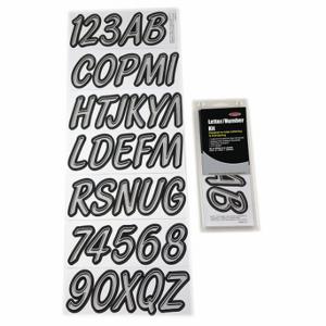 HARDLINE PRODUCTS GSIBKG400 Letter And Number Labels, 3 Inch Character Height, Silver/Black, Vinyl, Die Cut | CR3PWN 48FV67