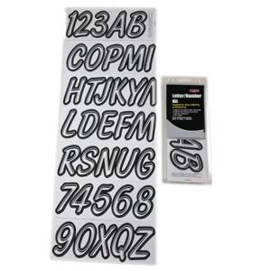 HARDLINE PRODUCTS GWHBKG400 Buchstaben- und Zahlenetiketten, 3 Zoll Zeichenhöhe, Weiß/Schwarz, Vinyl, gestanzt | CR3PWY 48FV69