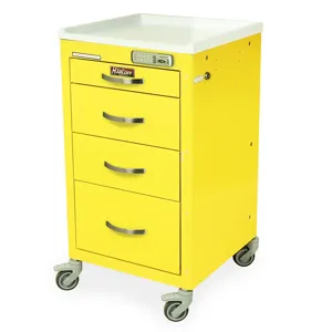 Harloff M3DS1824E04 Short Infection Control Medical Cart, Four Drawers, E-Lock, 34.5 x 18 x 18 Inch Size | CJ6CLC