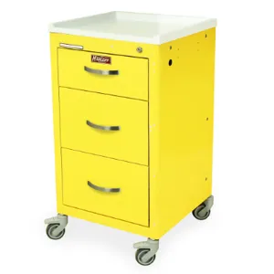 Harloff M3DS1824K03 Isolation Mini Cart, Three Drawers, Key Lock, 34.5 x 18 x 18 Inch Size | CJ6CLD