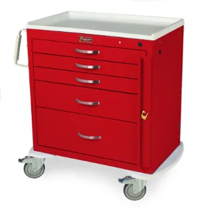 Harloff MDS3024B05 Emergency Crash Cart, Five Drawers, Breakaway Lock, 37.25 x 36.75 x 22 Inch Size | CJ6CLU