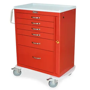 Harloff MDS3030B16 Tall Emergency Crash Cart, Six Drawers, Breakaway Lock, 42.63 x 37.5 x 22 Inch Size | CJ6CMB