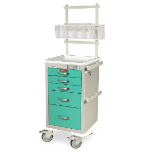 Harloff MPA1824E05+MD18-ANS Narrow Anesthesia Cart, Five Drawers, E-Lock, 37.25 x 24.75 x 22 Inch Size | CJ6CQN