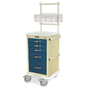 Harloff MPA1824K05+MD18-ANS Narrow Aluminum Anesthesia Cart, Five Drawers, Key Lock, 37.25 x 24.75 x 22 Inch Size | CJ6CQR