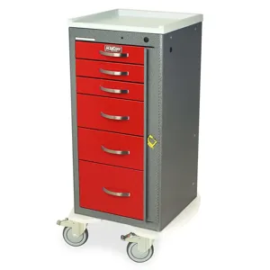 Harloff MPA1830B06 Crash Cart, Six Drawers, Breakaway Lock, 43.75 x 24.75 x 22 Inch Size, Aluminum | CJ6CQT