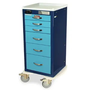 Harloff MPA1830ELP06 Anesthesia Cart, Six Drawers, Electronic Lock, 43.75 x 24.75 x 22 Inch Size, Aluminum | CJ6CQX