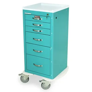 Harloff MPA1830K06 Anesthesia Cart, Six Drawer, Key Lock, 43.75 x 24.75 x 22 Inch Size | CJ6CQY