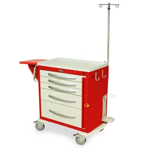 Harloff MPA3024B05+MD30-EMG1 Light Crash Cart, Five Drawers, Breakaway Lock, 37.25 x 36.75 x 22 Inch Size | CJ6CRE