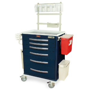 Harloff MPA3030E06+MD30-ANS3 Lightweight Anesthesia Cart, Six Drawers, E-Lock, 66.75 x 47.63 x 22 Inch Size | CJ6CRQ