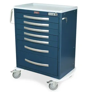 Harloff MPA3030E07 Lightweight Anesthesia Cart, Seven Drawers, E-Lock, 43.75 x 36.75 x 22 Inch Size | CJ6CRR