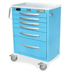 Harloff MPA3030WLP16 Medical Cart, Six Drawers, with Proximity Reader, 43.75 x 36.75 x 22 Inch Size | CJ6CRX