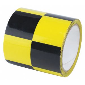 HARRIS INDUSTRIES 8AEC6 Safety Warning Tape, Checkered, Continuous Roll, 4 Inch Width | CD3VAX 452D33