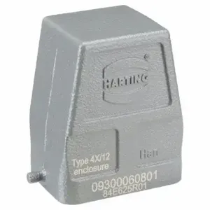 HARTING 09300060801 Rectangular Connector Hood, Size 6 B, Aluminum Die-Cast, Ip65/Ip66/Ip67, Aluminum, Gray | CU8HEJ 793XT5