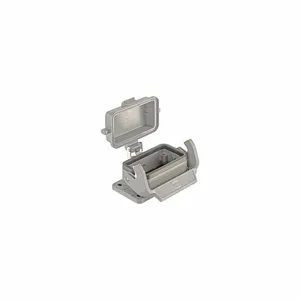 HARTING 09300101306 Rectangular Connector Housing, Size 10 B, Bulkhead Mount, Gray, Aluminum Die-Cast | CR3TCM 793XV6