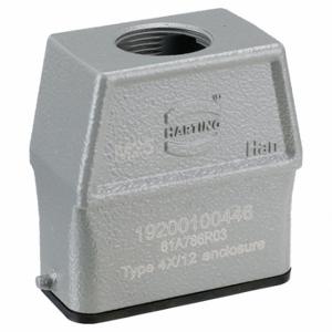 HARTING 19200100446 M25 Rectangular Connector Hood, Size 10 A, Top, Single-Entry, M25 Cable Entry, IP65, Gray | CU7ZGH 793Y33