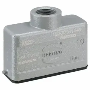 HARTING 19200161440 M20 Rectangular Connector Hood, Size 16 A, Top, Single-Entry, M20 Cable Entry, IP65, Gray | CU7ZGC 793Y40