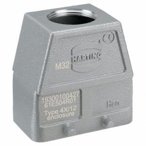 HARTING 19300100427 M32 Rectangular Connector Hood, Size 10 B, Top, Single-Entry, M32 Cable Entry, Aluminum | CU8MEX 793Y60