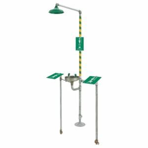 HAWS 8300FP Shower With Eyewash, Floor Mnt, Uncovered, Stainless Steel Bowl, Galvanized Steel Pipe | CR3TTP 200N81