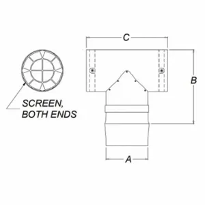 HEATFAB 9490TEE Tee, 4 Inch Duct, 7 Inch Length, 4 Inch Inlet Dia, 4 Inch Outlet Dia, 28 ga | CR3UDK 787EF7