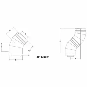 HEATFAB SC03E45-316 Fitting, 45 Deg. Angle, 3 Inch Duct, 5 3/4 Inch Length, Stainless Steel | CR3UBV 787EG7