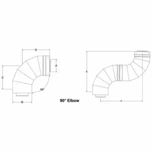 HEATFAB SC03E90-316 Fitting, 90 Deg. Angle, 3 Inch Duct, 6 1/2 Inch Length, Stainless Steel | CR3UBY 787EG8