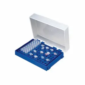 HEATHROW SCIENTIFIC HS23461C Microtube Rack, 96 Compartments, Polypropylene, Blue, 1 1/4 Inch Height, 5 PK | CR3UFY 11L562