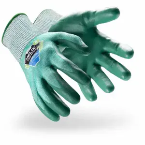 HEXARMOR 3050-XS (6) Safety Gloves, Xs, Ansi Cut Level A6, Palm, Dipped, Nitrile, Smooth/Soft, Green, 1 Pair | CR3XZG 801AP7