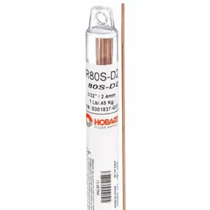 HOBART S301837-G17 TIG Welding Rod, Low-Alloy Steel, ER80S-D2, 3/32 Inch x 36 Inch, 1 lb | CR4AJH 6ETN9