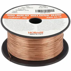 HOBART S308001-G19 MIG Welding Wire, Carbon Steel, ER70S-2, 0.025 in, 2 lb, Plastic Spool, 0.025 in | CR4AHJ 6ETK3