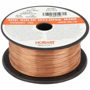 HOBART S308006-G19 MIG Welding Wire, Carbon Steel, ER70S-2, 0.03 in, 2 lb, Plastic Spool | CR4AHK 6ETK5