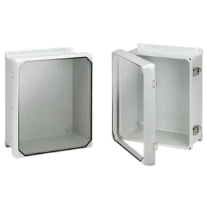 HOFFMAN CHJ1412HWPL2LG Enclosure, Flat Clear Cover With Latch, 13.81 x 11.81 x 5.99 Inch Size, Fiberglass | CH8FWP