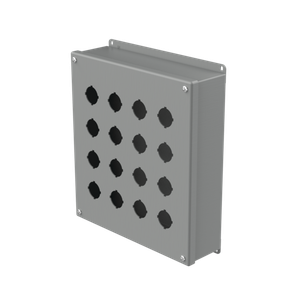 HOFFMAN E16PB Pushbutton Enclosure, Type 12, 16 Holes, 30.5mm Hole Size, Gray, Steel | CH8HZR