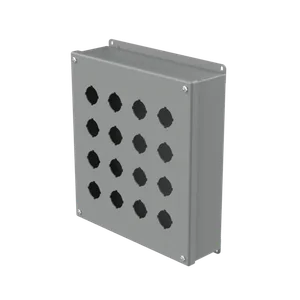 HOFFMAN E16PB Pushbutton Enclosure, Type 12, 16 Holes, 30.5mm Hole Size, Gray, Steel | CH8HZR