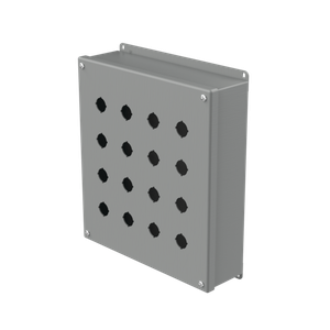 HOFFMAN E16PBG Pushbutton Enclosure, Type 12, 16 Holes, 22.5mm Hole Size, Gray, Steel | CH8HZV