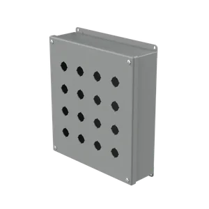 HOFFMAN E16PBG Pushbutton Enclosure, Type 12, 16 Holes, 22.5mm Hole Size, Gray, Steel | CH8HZV