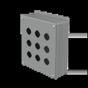 HOFFMAN E9PB Pushbutton Enclosure, Type 12, 9 Holes, 30.5mm Hole Size, Gray, Steel | CH8JEX