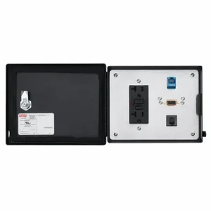 HOFFMAN HDP5ETHDHCC Data Interface Port, Polycarbonate Cover, 120V Duplex Receptacle/9-Pin D-Sub/Rj45 | CT4HCY 787R56