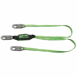 HONEYWELL 8798T-Z7/4FTGN Shock-Absorbing Lanyard, 310 Lb Capacity, Visual Load Indicator, 2 Legs, Green | CR4DRA 20A262