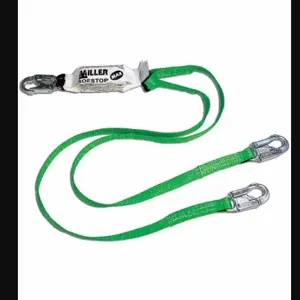 HONEYWELL 980WLS-Z7/6FTGN Shock-Absorbing Lanyard, 400 Lb Capacity, Visual Load Indicator, 2 Legs, Green | CR4DRD 20A557