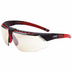 HONEYWELL S2864 Safety Glasses, Wraparound Frame, Half-Frame, Reflect 50, Red, Black, M Eyewear Size | CR4DKZ 401Y35