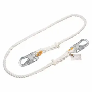 HONEYWELL T9111R-Z7/6FTWH Positioning Lanyard, Steel Snap Hook, Steel Snap Hook, 6 ft Length, 310 lb Capacity | CU4TKK 52EH11