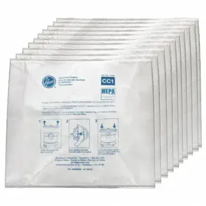 HOOVER COMMERCIAL AH10363 Vacuum Bag, Paper, 3-Ply, HEPA Bag Filtration | CE9CMD 55JE80