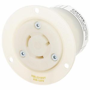 HUBBELL HBL2316ST Locking Receptacle, L5-20R, 20 A, 125V AC, White, 2 Poles, Shrouded | CR4FYU 797VD4